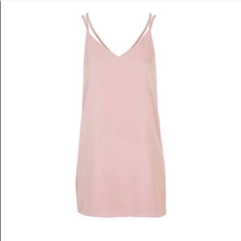 Topshop Pink Double Strap Tank Slip Dress